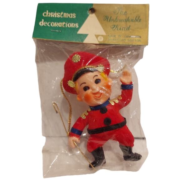 Vtg Flocked Felt Christmas Marching Band Majorette Christmas Ornament 4"  NOS - Picture 1 of 8